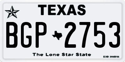 TX license plate BGP2753