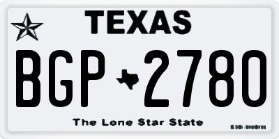 TX license plate BGP2780