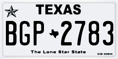 TX license plate BGP2783