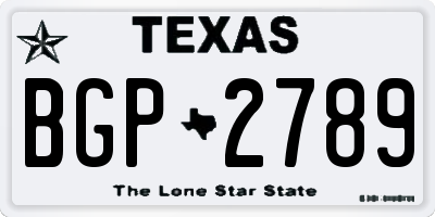TX license plate BGP2789