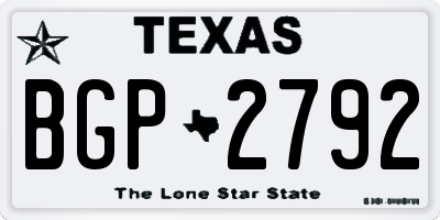 TX license plate BGP2792