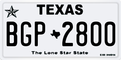 TX license plate BGP2800
