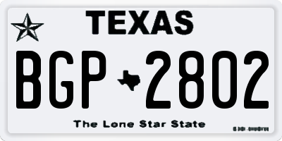 TX license plate BGP2802