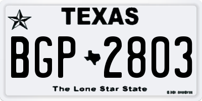 TX license plate BGP2803