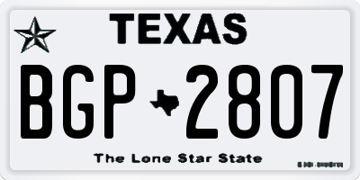 TX license plate BGP2807