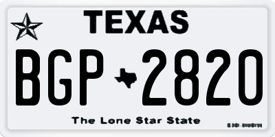 TX license plate BGP2820