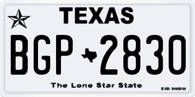 TX license plate BGP2830