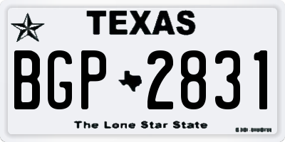 TX license plate BGP2831