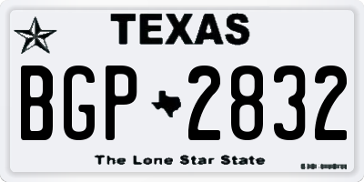 TX license plate BGP2832