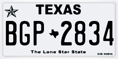 TX license plate BGP2834