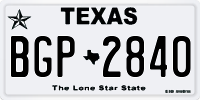 TX license plate BGP2840