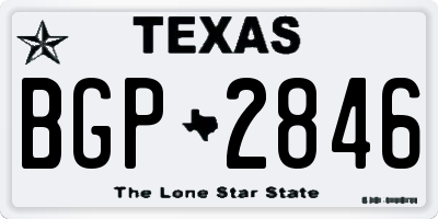 TX license plate BGP2846