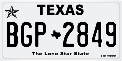 TX license plate BGP2849