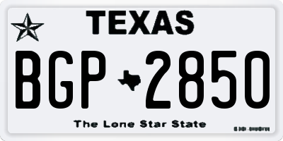TX license plate BGP2850