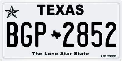 TX license plate BGP2852