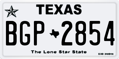 TX license plate BGP2854