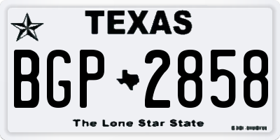 TX license plate BGP2858