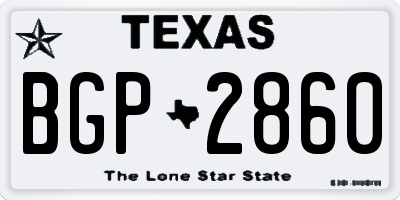 TX license plate BGP2860