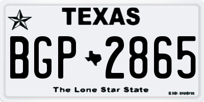 TX license plate BGP2865