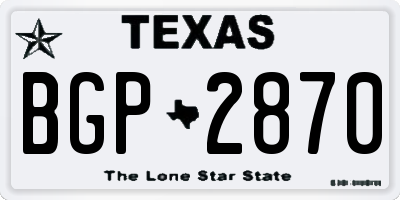 TX license plate BGP2870