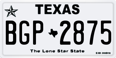 TX license plate BGP2875