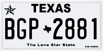 TX license plate BGP2881