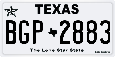 TX license plate BGP2883
