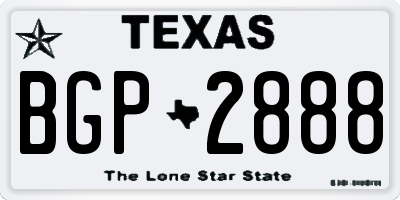 TX license plate BGP2888