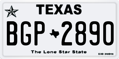 TX license plate BGP2890