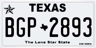 TX license plate BGP2893
