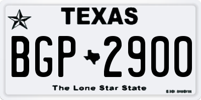 TX license plate BGP2900