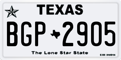 TX license plate BGP2905