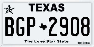 TX license plate BGP2908