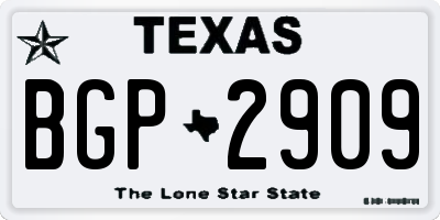 TX license plate BGP2909