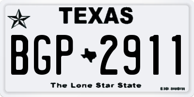TX license plate BGP2911