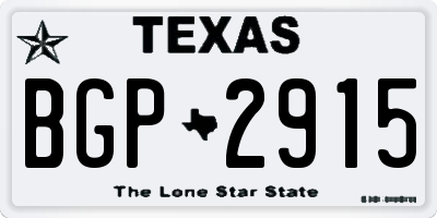 TX license plate BGP2915