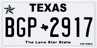 TX license plate BGP2917