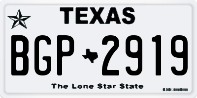 TX license plate BGP2919