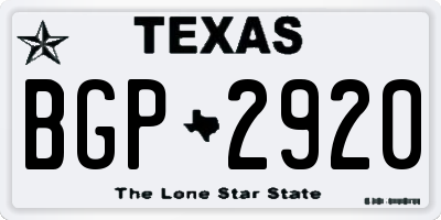 TX license plate BGP2920