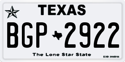 TX license plate BGP2922