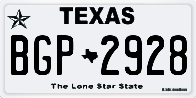 TX license plate BGP2928