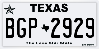 TX license plate BGP2929