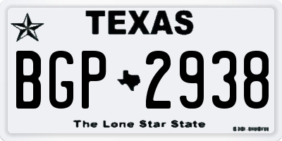 TX license plate BGP2938