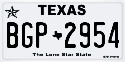 TX license plate BGP2954