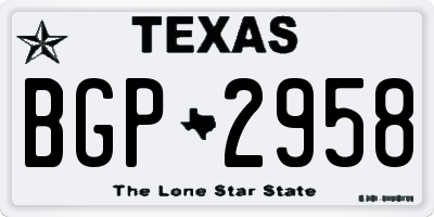 TX license plate BGP2958