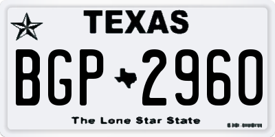 TX license plate BGP2960