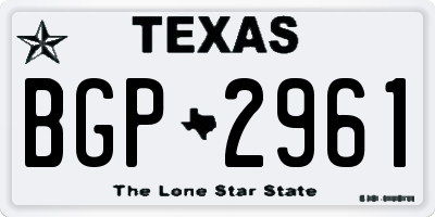 TX license plate BGP2961