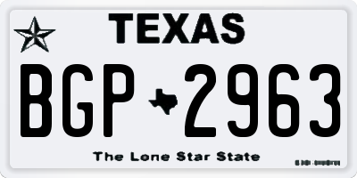 TX license plate BGP2963