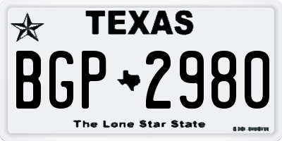 TX license plate BGP2980