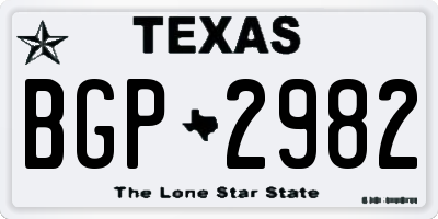 TX license plate BGP2982